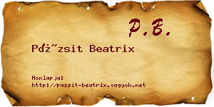 Pázsit Beatrix névjegykártya